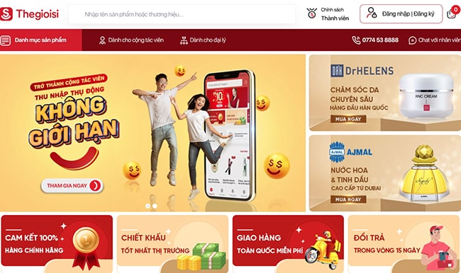 Trang web bán hàng giá sỉ Thế giới sỉ